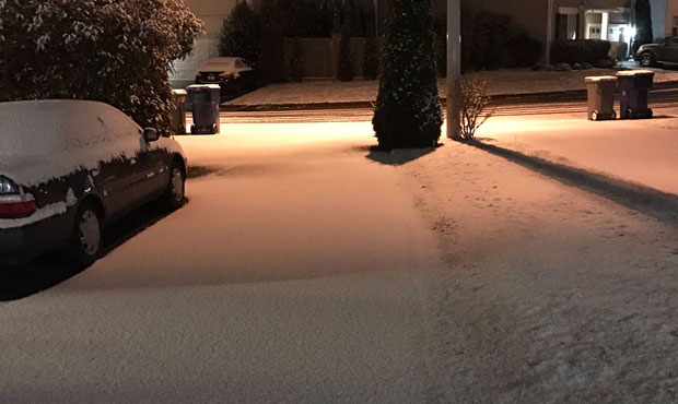 Snow accumulated in Mill Creek from Thursday's snowfall. (KIRO Radio)...