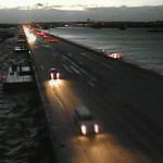 It was a dark and stormy night  on the 520 bridge Friday. (WSDOT)