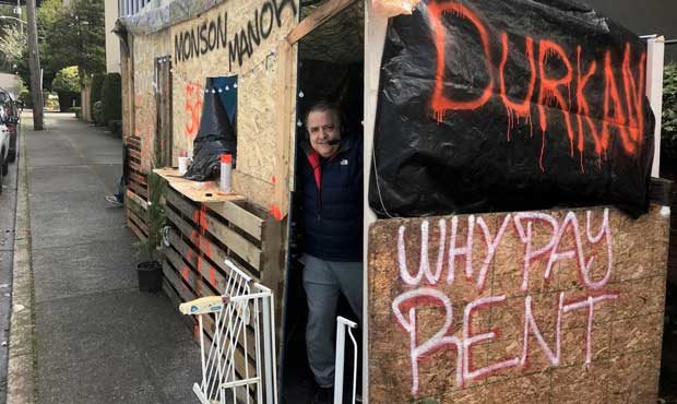 tent office, protest...