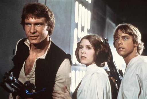 FILE - This 1977 file image provided by 20th Century-Fox Film Corporation ahows, from left, Harriso...