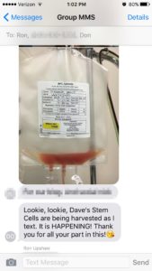 Cells being harvested for Dave Clement's procedure. (Ron and Don, KIRO Radio)