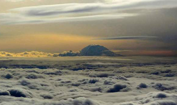 A view of Mount Rainier. ( KIRO 7, via Sergey Akimov...