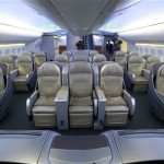 Business seating in the life-size display of the interior of the new 747-8 Intercontinental in Renton on Jan. 18, 2007. (AP Photo)