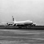 A Boeing 747 Jumbo Jet touches down at Heathrow Airport in London, England having flown in from New York on Jan 12, 1970. The 360 seat jet was the first of its kind to complete a transatlantic crossing. (AP Photo)