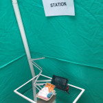 A safe injection site set up in a Seattle park on Monday. (Josh Kerns, KIRO Radio) 