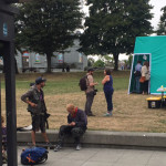 A safe injection site set up in a Seattle park on Monday. (Josh Kerns, KIRO Radio) 