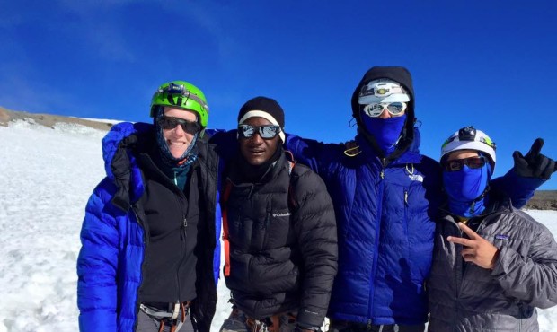 Mike Johnson (third from left) with part of the 2015 Mt Rainier climbing team. (Photo courtesy of M...