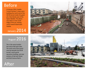 Photos posted by WSDOT show the progress crews have made at the north end of the Seattle tunnel project. (WSDOT)