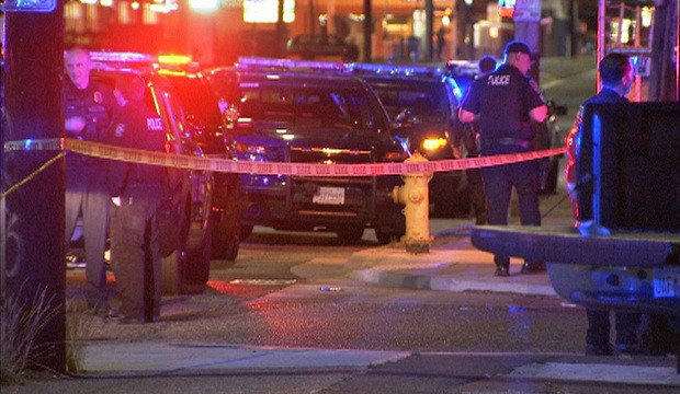 Seattle police investigate the scene of an apparent drive-by shooting on Aurora. (KIRO 7)...