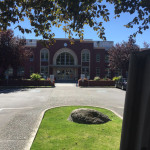 The terminal at Boeing Field, also known as King County Airport, was purpor
tedly the site 
of a monument to Will Rogers.  Other historic plaques, including the grave mark
er for two 
early settlers, are on the lawn in front of the terminal.  (Photo by Feliks Banel)