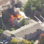 A large fire is burning in West Seattle (KIRO 7 Chopper)