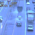 WATER OVER ROADWAY: On northbound I-405 at NE 44th St. in the HOV lane. Use caution!