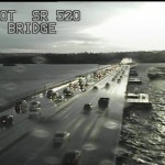 All is relatively calm on the 520 bridge Friday morning. But Saturday could be another story. (WSDOT image)