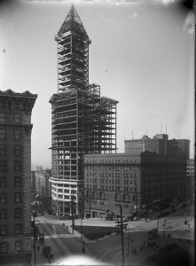 The Smith Tower in February 1913. (Seattle Municipal Archives)