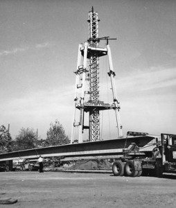 The Space Needle as seen during its construction in 1961. (Seattle Municipal Archives)