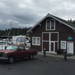 This building at the Bellevue Marina at Meydenbauer Bay was once the machin
e shop for 
the American Pacific Whaling Company fleet that moored here in the winters from 1
919 to 1942.  (Photo by Feliks Banel.)