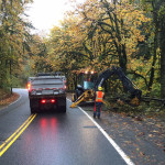 King County Road Services: Update: Woodinville Duvall Rd is open following overnight PSE work. Our crews are busy keeping debris off the roadway.
