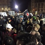 Protesters gathered outside Kane Hall where Milo Yiannopoulos spoke Friday night. (Josh Kerns, KIRO Radio.)
