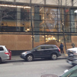 Nike boards up its store in downtown Seattle ahead of protests on Friday. (Colleen O'Brien, KIRO Radio)
