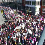 Thousands of women marched through downtown Seattle on Saturday. (SDOT)