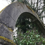 The entryway arch at St. Patrick's Cemetery in Kent is eerily covered in vegetation, and its surface is covered with moss.  Photo by Feliks Banel.
