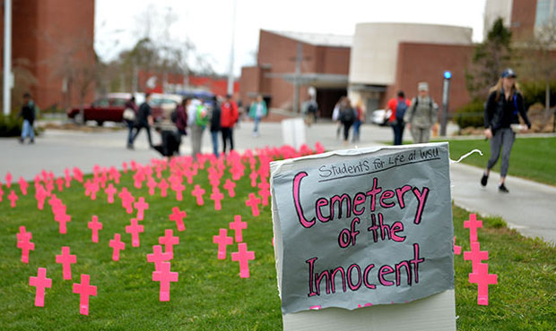 A pro-life demonstration at WSU. (Zach Rubio, the Daily Evergreen)...