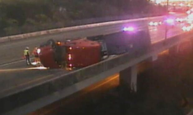 A semi-truck crashed in the eastbound lanes of I-90 Tuesday morning. (WSDOT)...