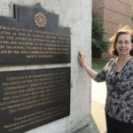 Lauri Langton has studied the history of the George Washington statue for the Daughters of the American Revolution, the group who led the effort to create the monument back in 1909. (Feliks Banel photo)