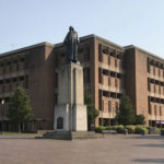 Since 1938, the statue has stood atop a pedestal, looking westward from the edge of the UW campus near 40th Street. (Feliks Banel photo)