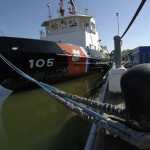 The 140-foot Neah Bay sits moored in Charlie status at its homeport in downtown Cleveland, Wednesday, May 20, 2009. The Bay Class ice breaking tug conducted several missions over the past year including Operation Coal Shovel and flood releif operations for the U.S. Army Corps of Engineers on the Grand River in Ohio.  Pending maintenance and repairs, the cutter is scheduled to support Homeland Security, law enforcement patrols and Search and Rescue operations during the summer season.  (U.S. Coast Guard /photo by Fireman Joseph Halasz)