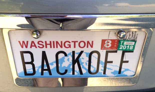 license plate...