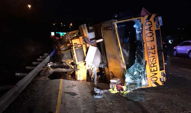 A mobile crane rolled over on NB I-5 at Southcenter Wednesday morning, according to the Washington ...