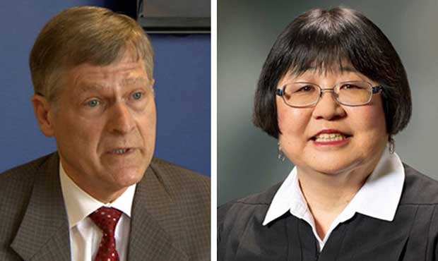 Seattle City Attorney Pete Holmes and Senior Presiding Seattle Municipal Court Judge Kimi Kondo. (K...