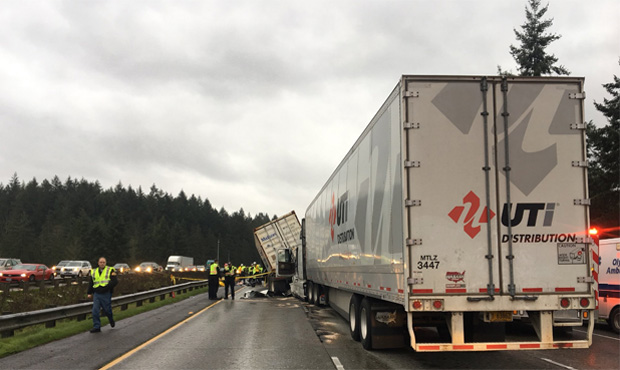 Crashed semi truck I-5 SB...