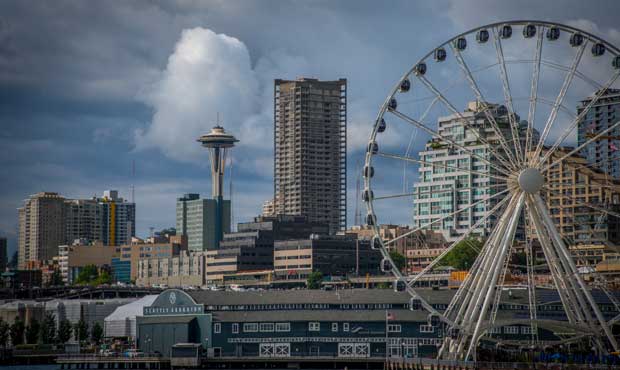 Seattle, space needle, great wheel...