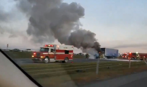 Semi-fire collision I-5...