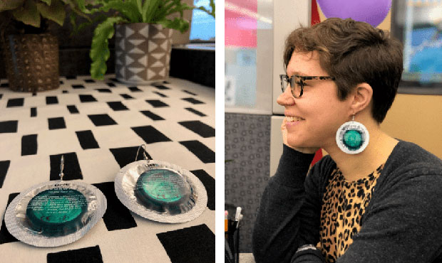 condom earrings...