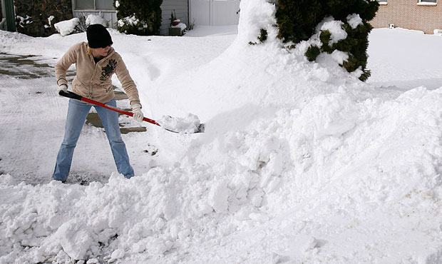 shoveling snow...