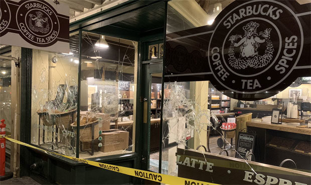 Seattle Police, downtown, Starbucks, protesters...