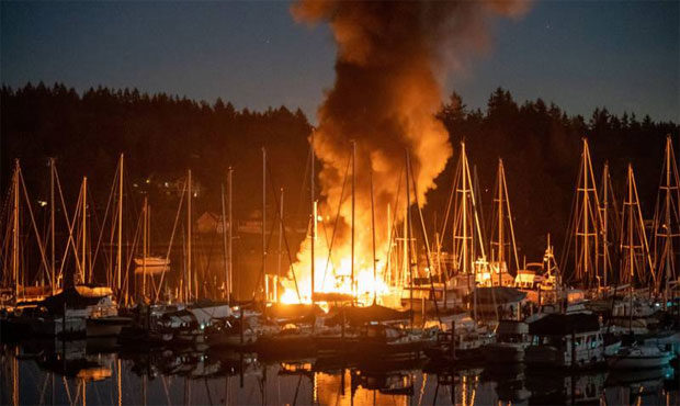 Vashon Island boat fire...
