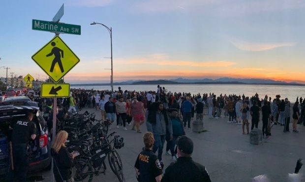 Police were at Alki Beach on May 29, 2021, to monitor an unusually large group. Multiple fights bro...