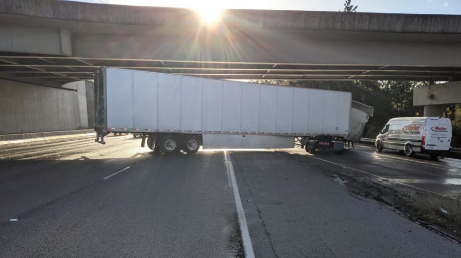 Truck crash on SB I-5. (KTTH listener submitted photo)...