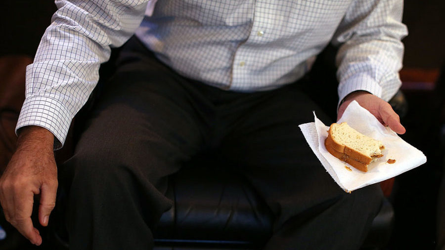 Former Massachusetts Gov. Mitt Romney is not holding a fluffernutter in this photo, but he is holdi...