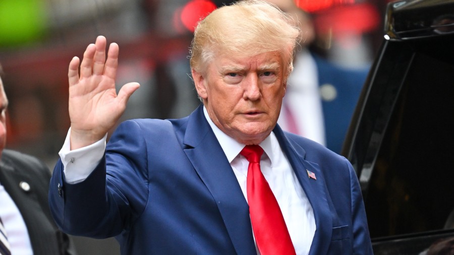 Former U.S. President Donald Trump leaves Trump Tower to meet with New York Attorney General Letiti...