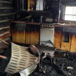 John Curley's cabin kitchen post-fire last posted 1.4.2023.