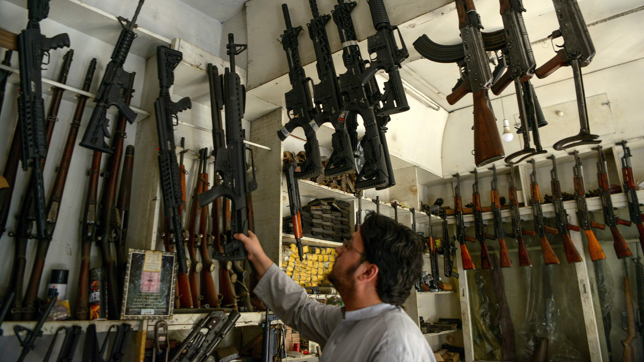 high-powered guns...