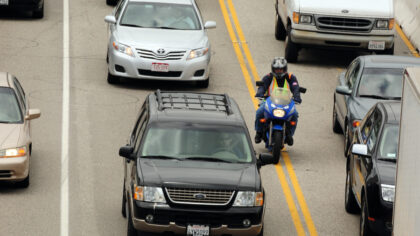 Motorcycle lane splitting I-5...