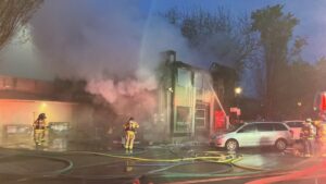 Photo: At 6:39 a.m., Eastside Fire crews extinguished most of the fire at a Snoqualmie business. 