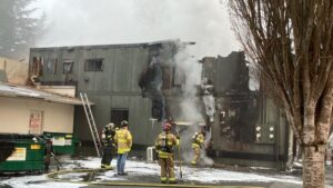 Photo: Around 7:30 a.m., Eastside Fire reported the fire at a Snoqualmie business was under control.