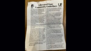 Photo: The radicals behind the UW Liberated Zone are circulating a flyer that offers "community guidelines" for visitors to their autonomous zone.